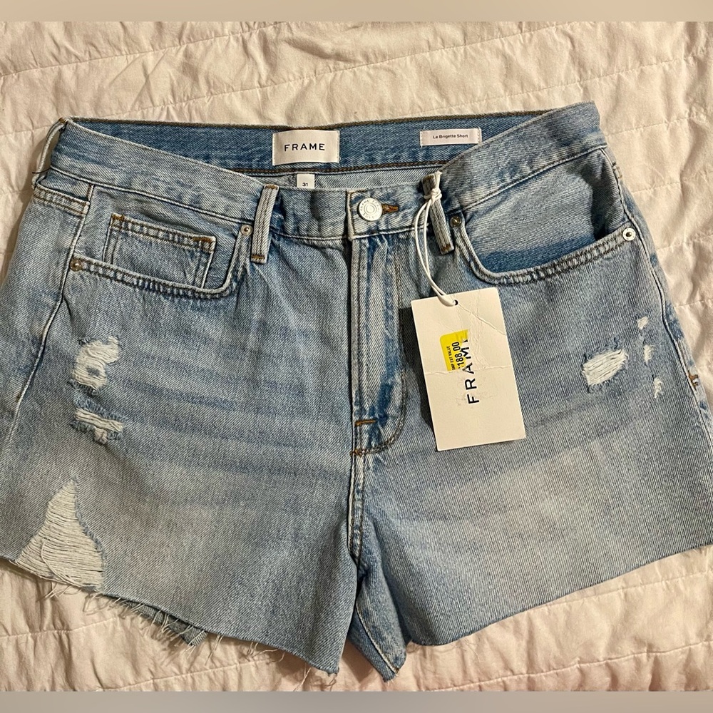 NWT Frame Le Brigette Short Light Blue Wash Cutoff High Rise SZ 31